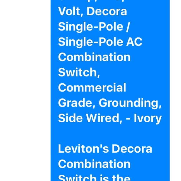 Leviton Decora 5634- Single -Pole Dual switch nib - Picture 7 of 8